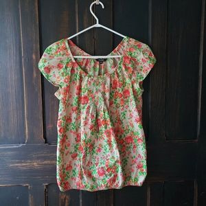 Cotton Cap Sleeve Floral Top